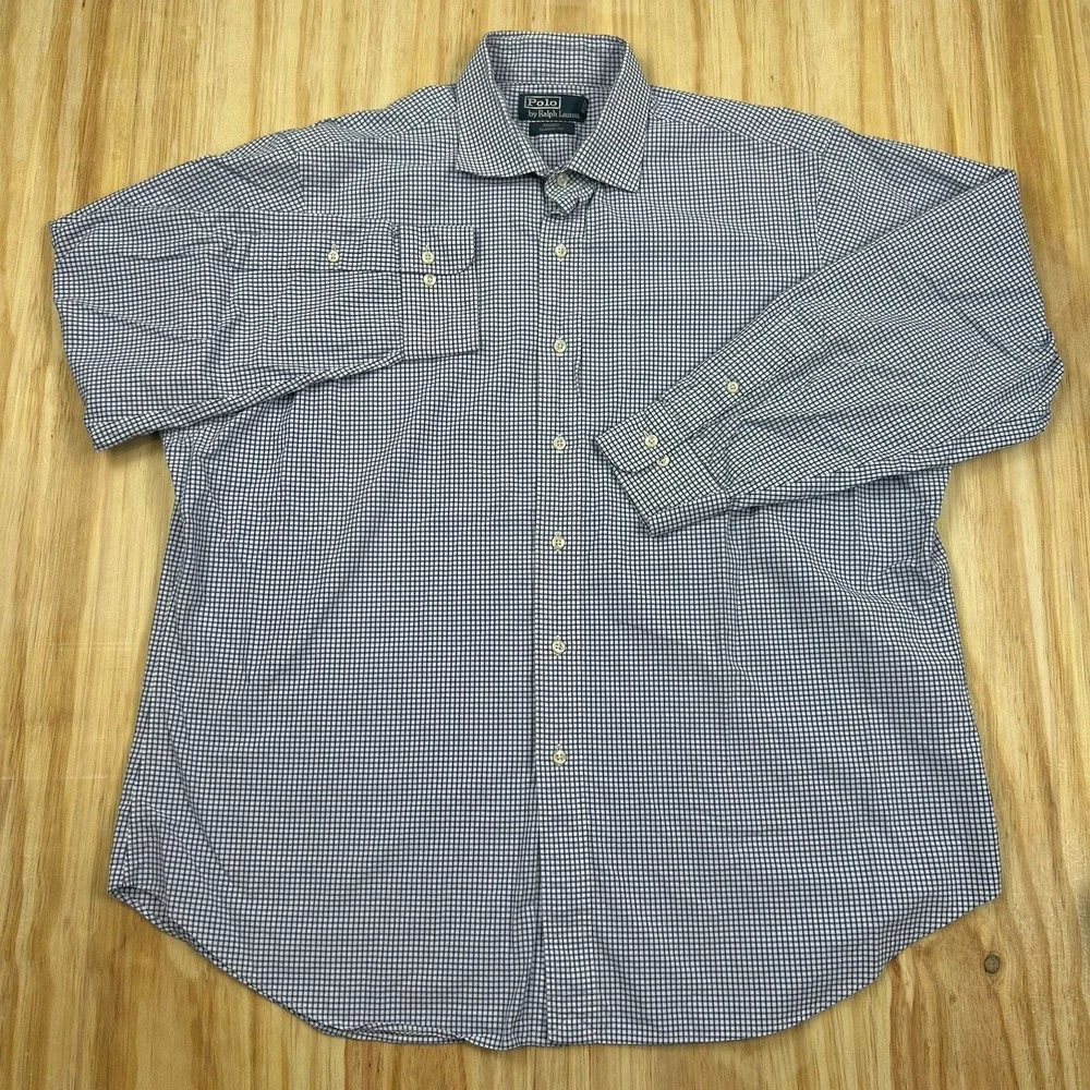 Polo‎ Ralph Lauren Shirt Mens M Blue Regent Classic Fit Gingham Long Sleeve